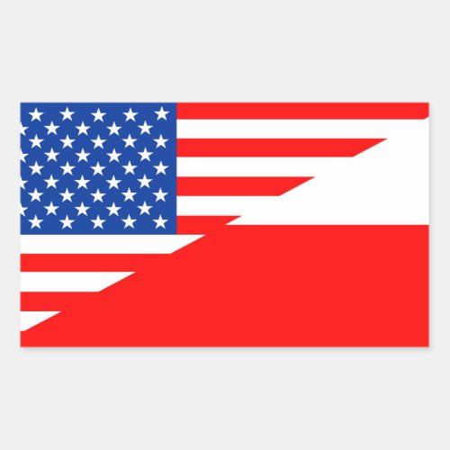 united states america poland half flag usa country rectangular sticker