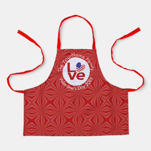 United States America Red LOVE Flag Personalized  Apron