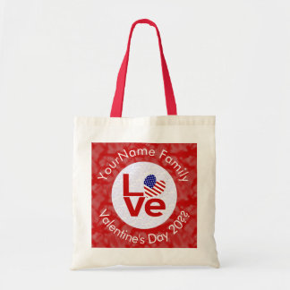 United States America Red LOVE Flag Personalized Tote Bag