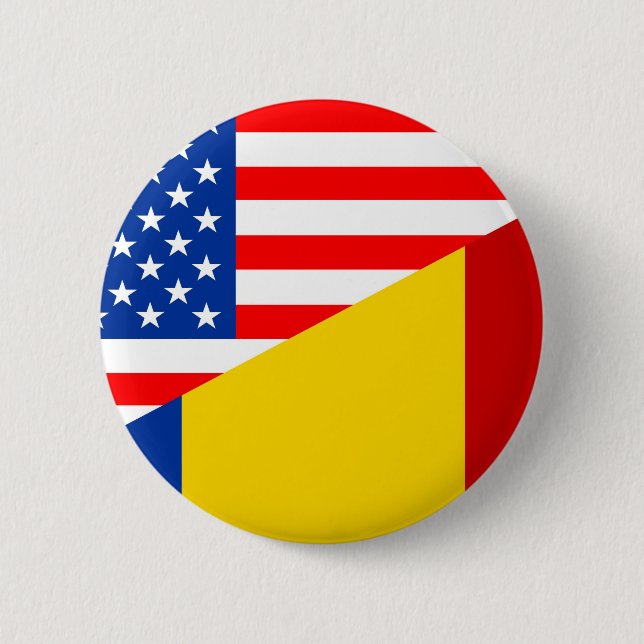 united states america romania half flag usa countr button (Front)