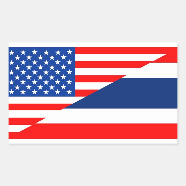 united states america thailand half flag usa rectangular sticker (Front)