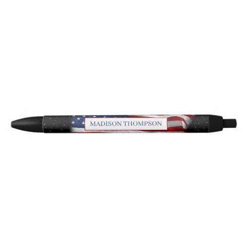 United States America USA Patriotic American Flag  Black Ink Pen