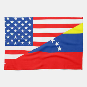 united states america venezuela half flag usa kitchen towel