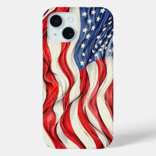 United States American Flag iPhone 15 Case