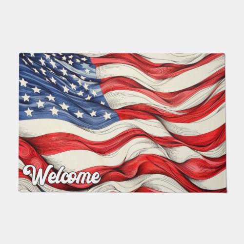United States American Flag Doormat
