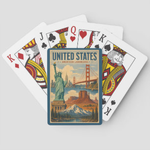 United States American Landmarks Illustration Poker Cards