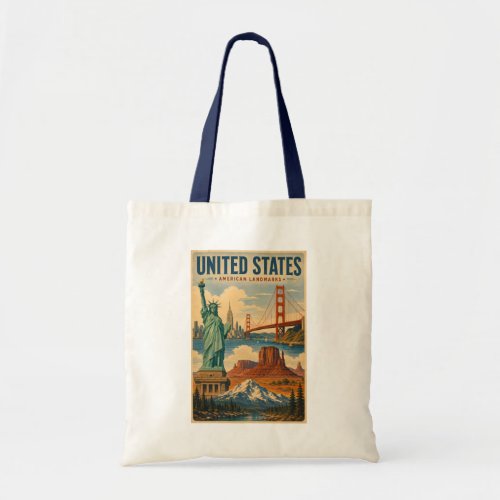 United States American Landmarks Illustration Tote Bag