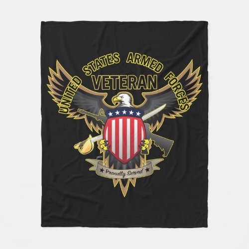 United States Armed Forces Veteran Proudly Served Fleece Blanket