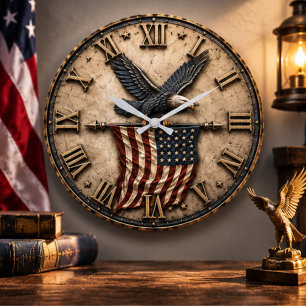 United States Army Veteran Patriotic Military Large Clock