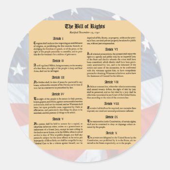 United States Bill Of Rights Classic Round Sticker by wesleyowns at Zazzle