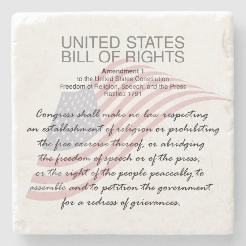 United States Bill Of Rights First Amendment Stone Coaster