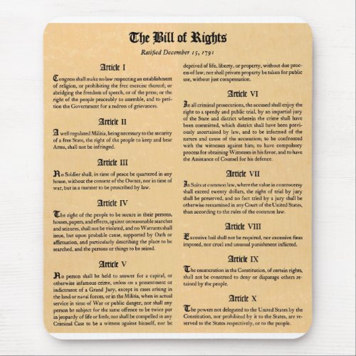 United States Bill of Rights Mouse Pad