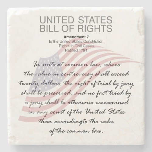 United States Bill Of Rights Seventh Amendment Stone Coaster