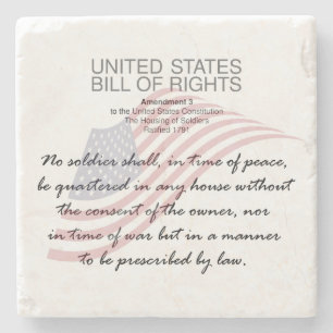 United States Bill Of Rights. Third Amendment Stone Coaster