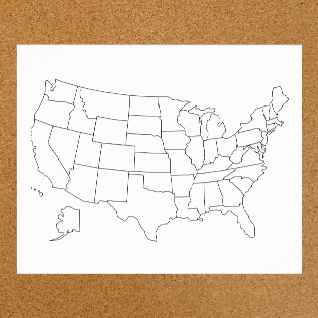 United States Blank Map US Outline Poster Zazzle United States Blank Map Us Outline Poster R Vs77zb 630