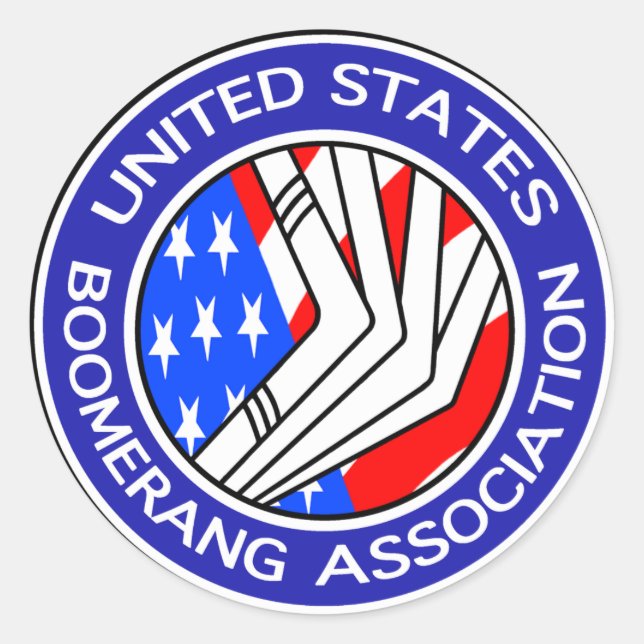 United States Boomerang Association small sticker2 Classic Round Sticker (Front)