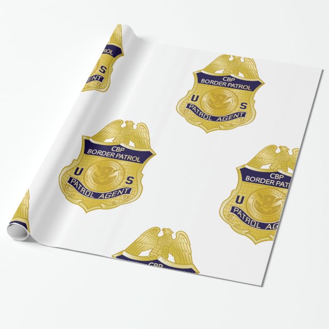 United States Border Patrol Badge Immigration Wrapping Paper (Unrolled)