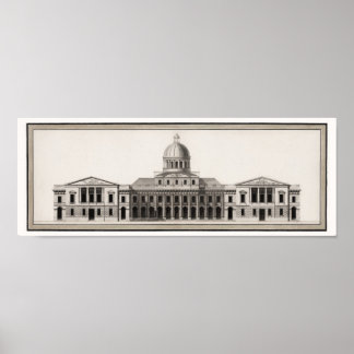 United States Capitol Architectural Drawing - 1791 Poster