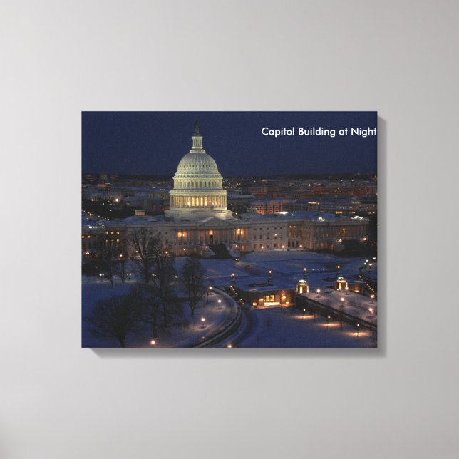 United States Capitol Building at Night Canvas Print (Front)