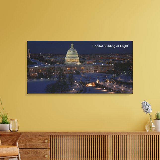 United States Capitol Building at Night Canvas Print (Insitu(LivingRoom))