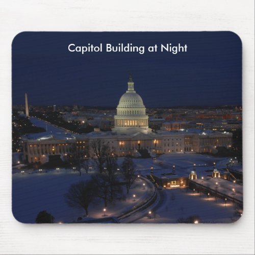 United States Capitol Building at Night Mouse Pad