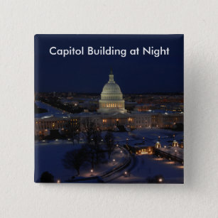 United States Capitol Building at Night Pinback Button