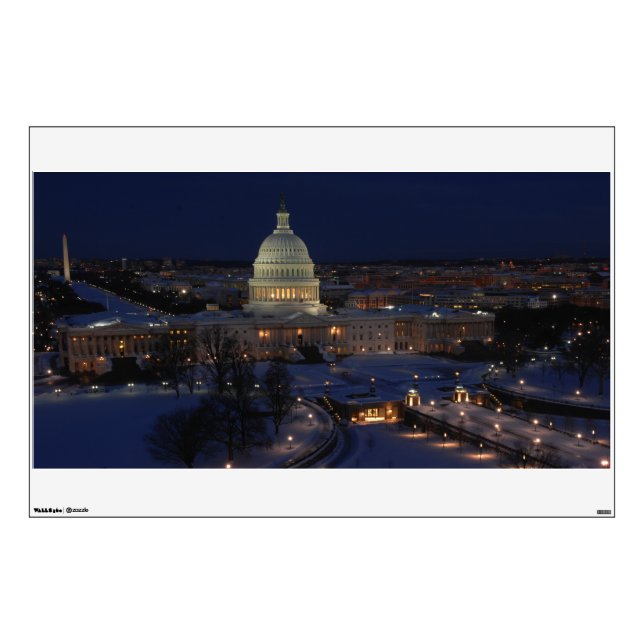 United States Capitol Building at Night Wall Sticker (Front)