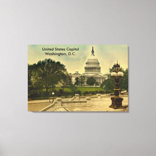 United States Capitol from Library Steps Date 1898 Canvas Print