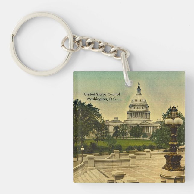United States Capitol from Library Steps Date 1898 Keychain (Front)