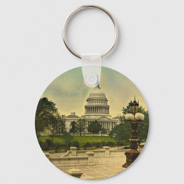 United States Capitol from Library Steps Date 1898 Keychain (Front)