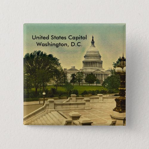 United States Capitol from Library Steps Date 1898 Pinback Button