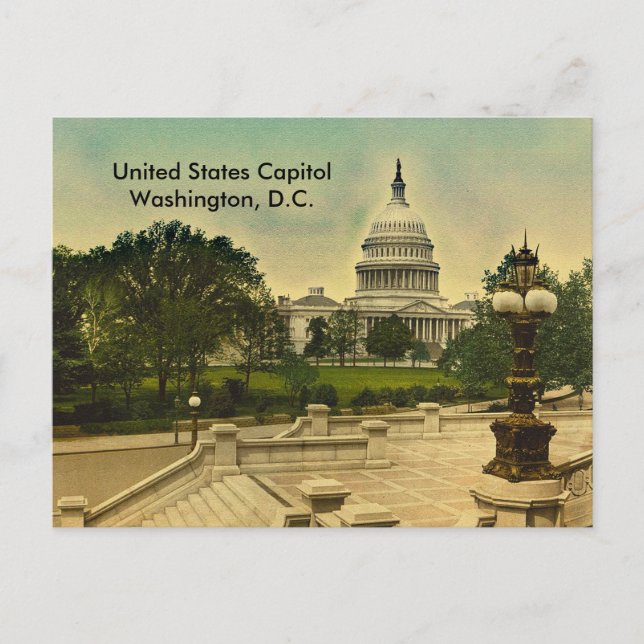 United States Capitol from Library Steps Date 1898 Postcard (Front)