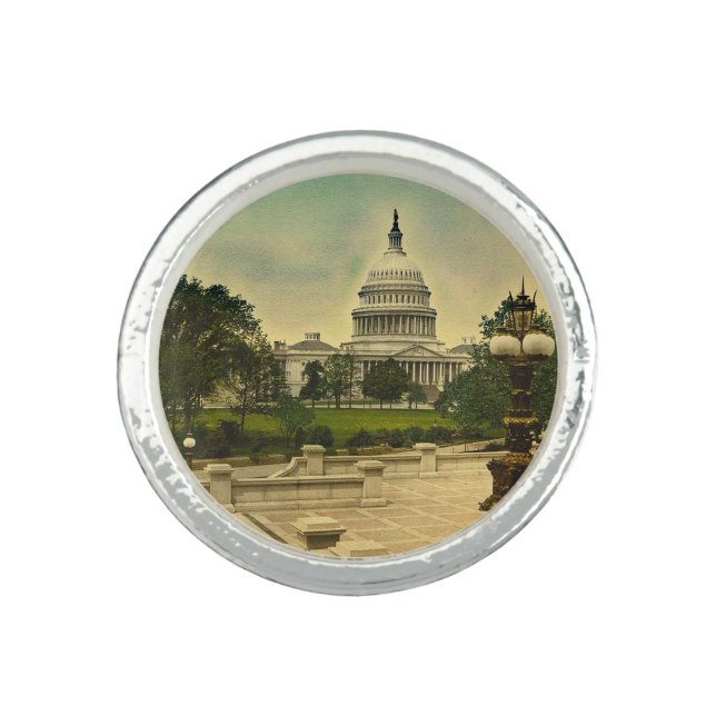 United States Capitol from Library Steps Date 1898 Ring (Front)