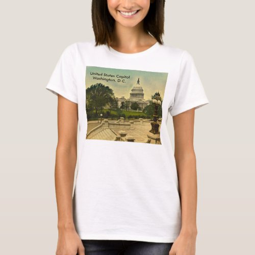 United States Capitol from Library Steps Date 1898 T_Shirt