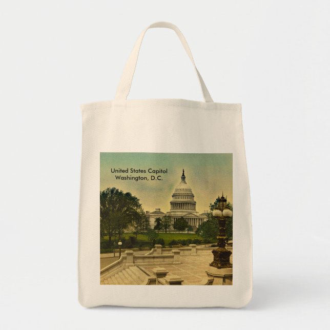 United States Capitol from Library Steps Date 1898 Tote Bag (Front)