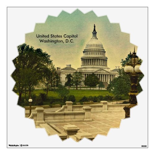 United States Capitol from Library Steps Date 1898 Wall Sticker