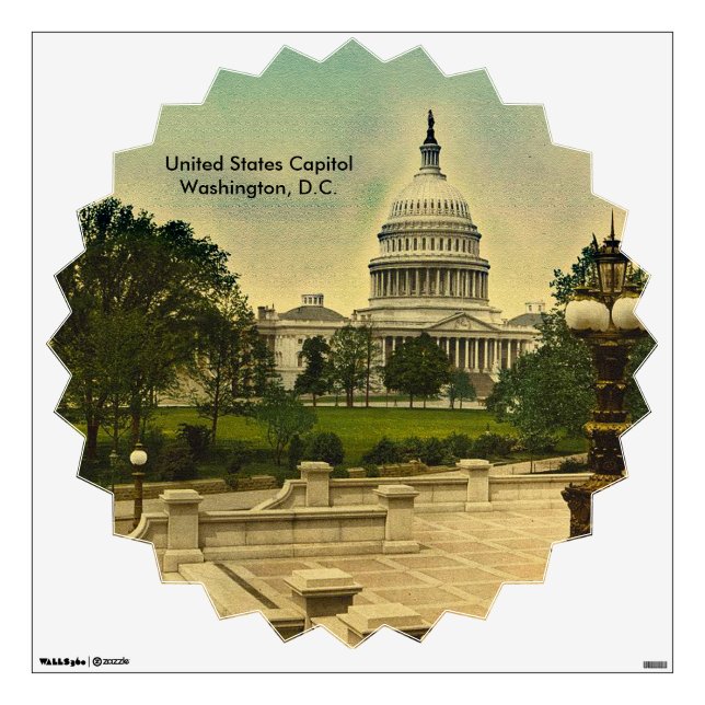 United States Capitol from Library Steps Date 1898 Wall Sticker (Front)