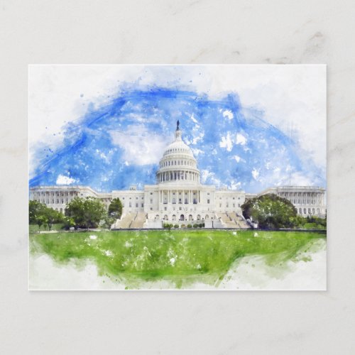 United States Capitol in Washington DC Pastel Draw Postcard