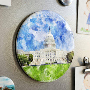 United States Capitol in Washington DC Watercolor Magnet