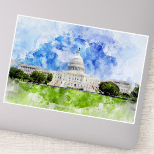 United States Capitol in Washington DC Watercolor Sticker