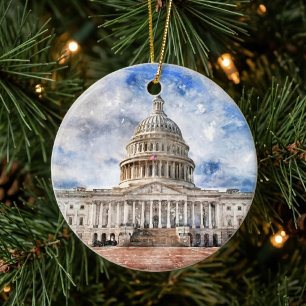 United States Capitol Pastel Drawing Washington DC Ceramic Ornament