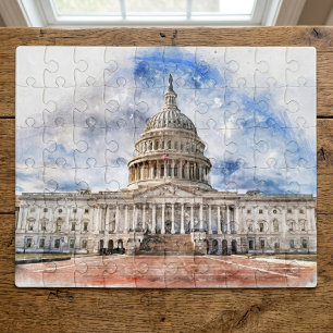 United States Capitol Pastel Drawing Washington DC Jigsaw Puzzle