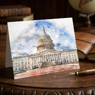United States Capitol Pastel Drawing Washington DC Letterpress Thank You Card