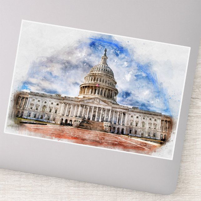 United States Capitol Pastel Drawing Washington DC Sticker (United States Capitol Pastel Drawing Washington DC. Sticker)