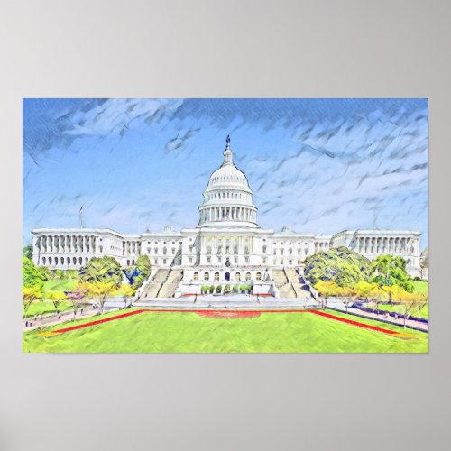 United States Capitol Washington DC Poster