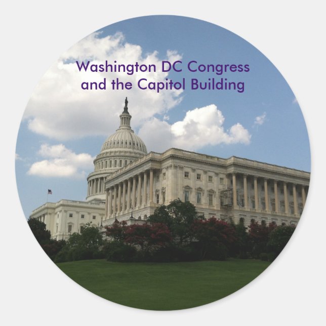 United States Congress and Capitol Classic Round Sticker (Front)