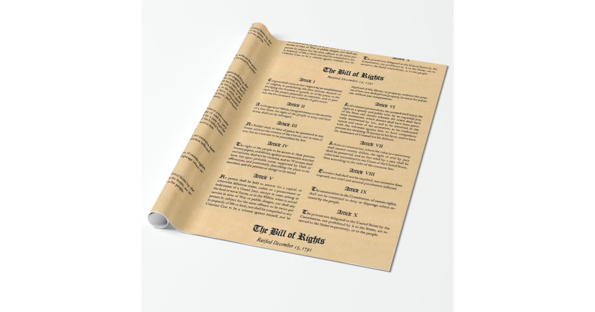 United States Constitution Bill of Rights Wrapping Paper | Zazzle
