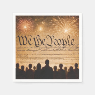 United States Constitution With Fireworks Napkins