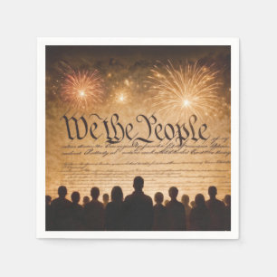 United States Constitution With Fireworks Napkins