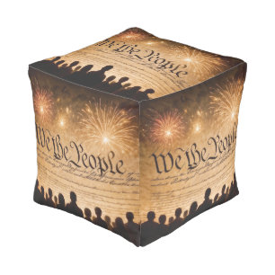 United States Constitution With Fireworks Pouf